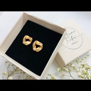 Matte Gold Finish Woven Rope Knot Stud Earrings